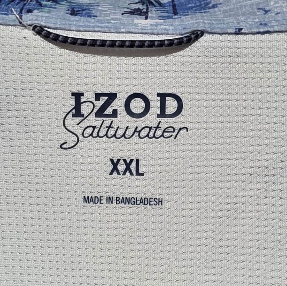 NWOT Men's IZOD Saltwater Short Sleeve Lightweight Shirt. Fishing Print. 2XL - Picture 8 of 9